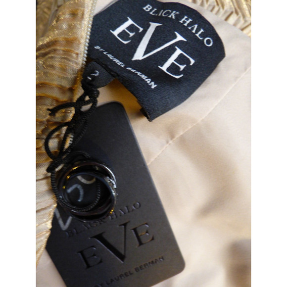 $690 Black Halo Eve Gold Metallic Harrow Off Shoulder Sheath Gown 2 NWT - Picture 16 of 16